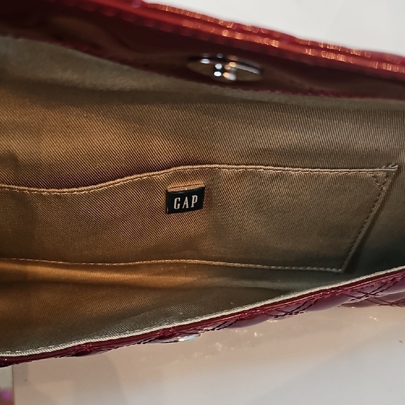 GAP Shiny Burgundy Quilted Clutch - Picture 3 of 6